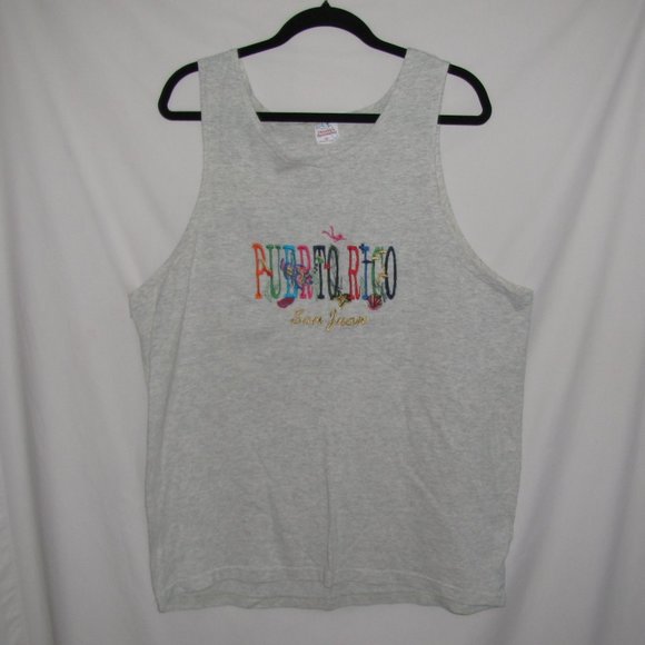Vintage San Juan Puerto Rico Embroidered Tank Top Size XL Made in USA - Picture 2 of 5